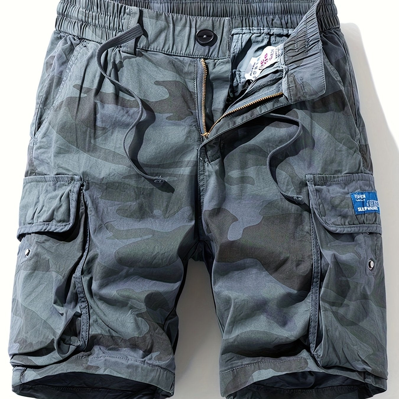 Men's Camo Cargo Shorts with Multiple Pockets - Cotton Blend, Casual Outdoor & Hiking Wear