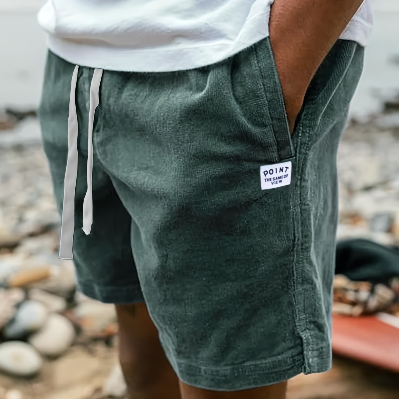 Men's Casual Fashion Corduroy Shorts With Pockets And Drawstring For Summer