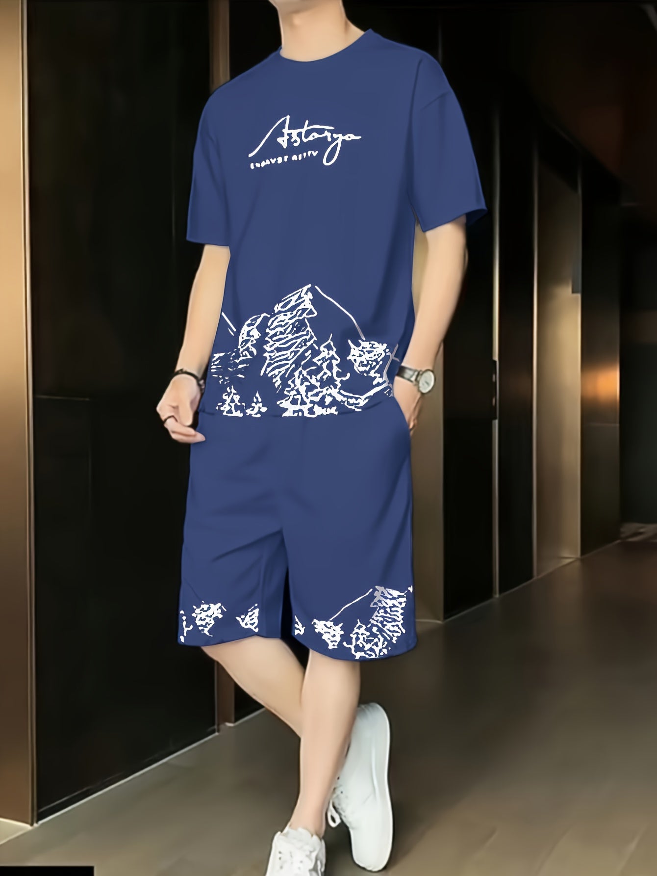 Men's 2pcs Outfits, Casual Crew Neck Short Sleeve T-shirt And Drawstring Shorts Set for Summer, Men's Clothing