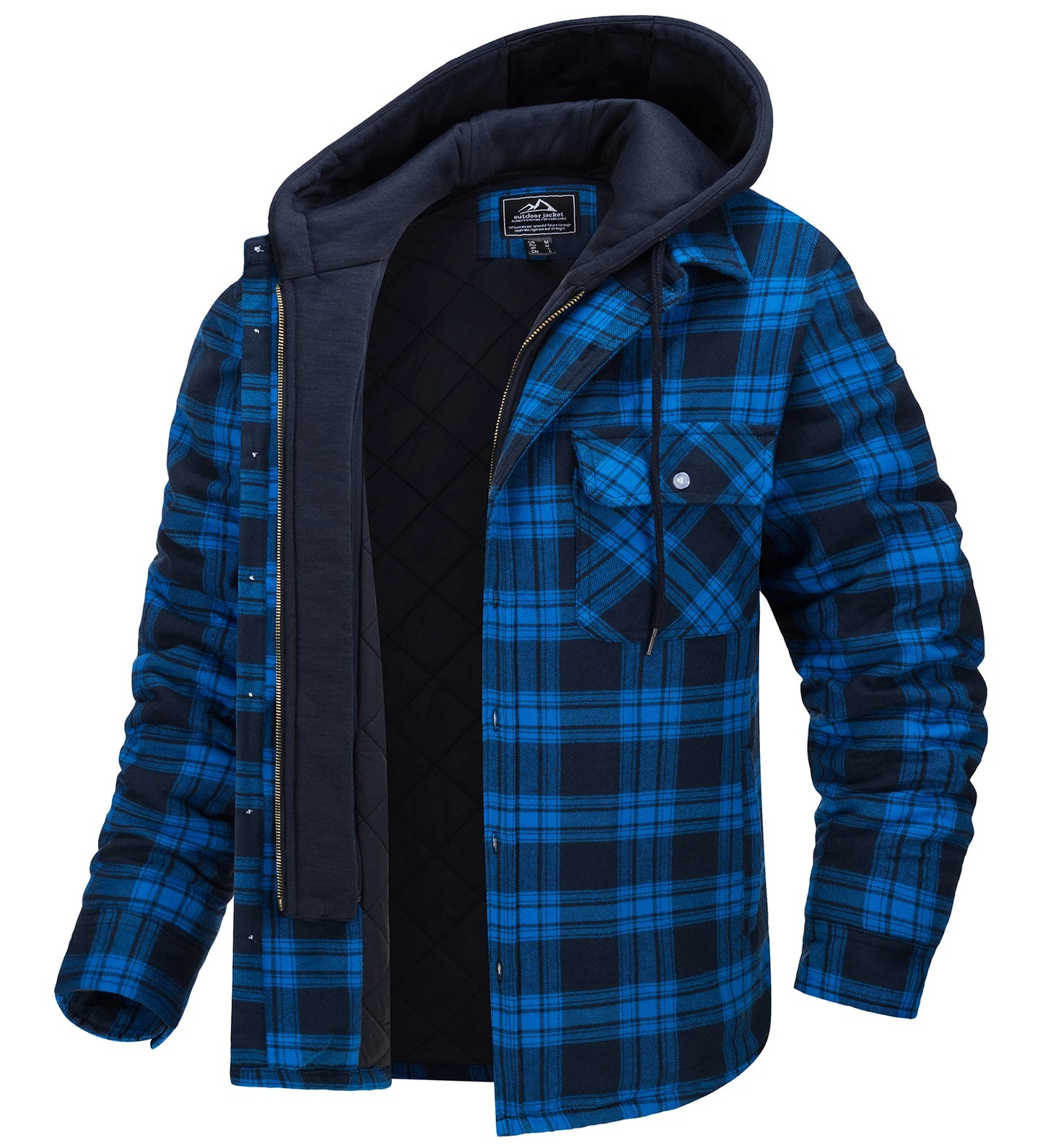 TACVASEN–veste en flanelle pour homme avec capuche amovible, Plaid matelassé doublé, manteaux d'hiver épais à capuche, vêtements d'extérieur, Chemise à carreaux et veste en flanelle 100% coton haute qualité et conforta