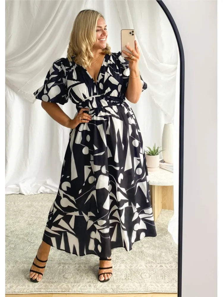PUCURI™ Robes longues pour femmes, manches bouffantes