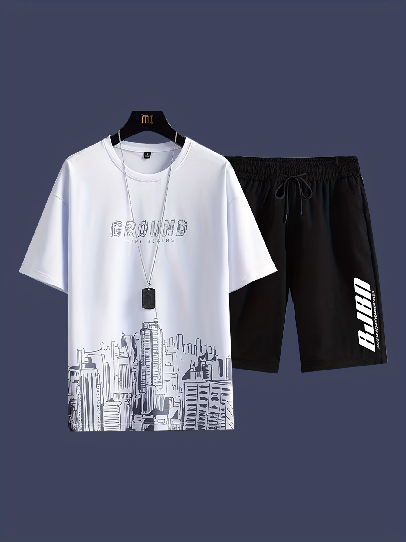 Men's 2pcs Outfits, Casual Crew Neck Short Sleeve T-shirt And Drawstring Shorts Set for Summer, Men's Clothing