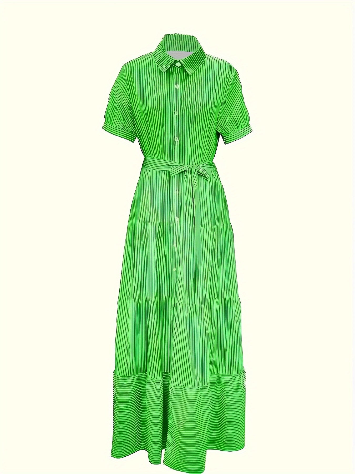 FD492 Summer New Fashion Striped Loose Mid-Length Dress with Short Sleeves