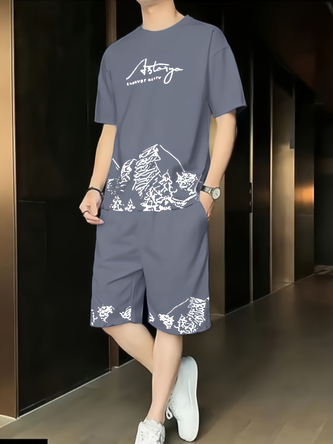 Men's 2pcs Outfits, Casual Crew Neck Short Sleeve T-shirt And Drawstring Shorts Set for Summer, Men's Clothing