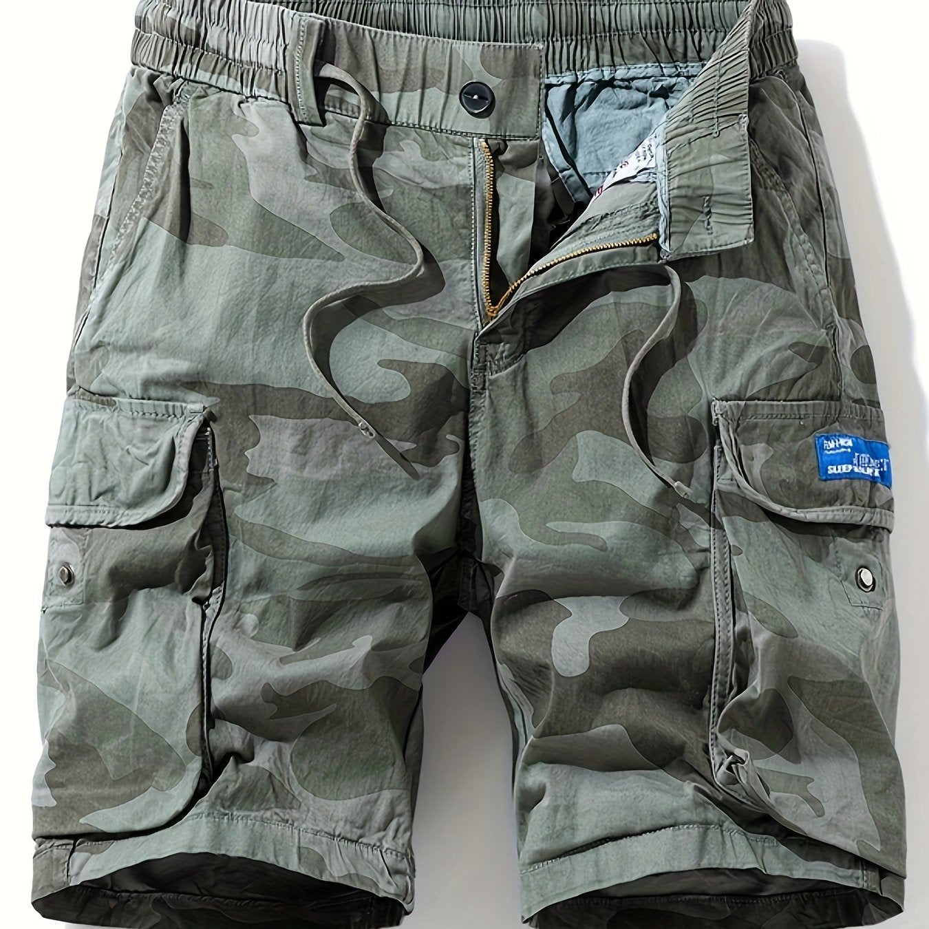 Men's Camo Cargo Shorts with Multiple Pockets - Cotton Blend, Casual Outdoor & Hiking Wear