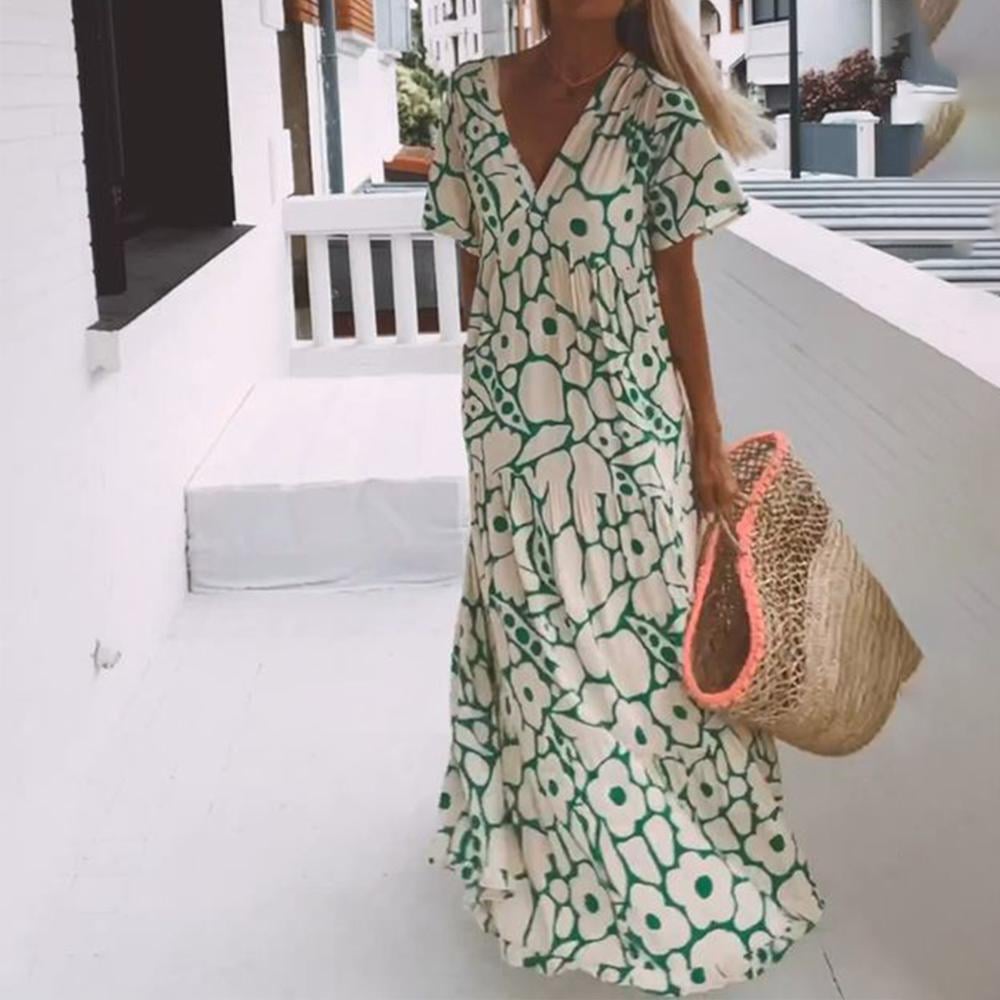 Juni™ | Ibiza-stil klänning med bohemiskt blomtryck