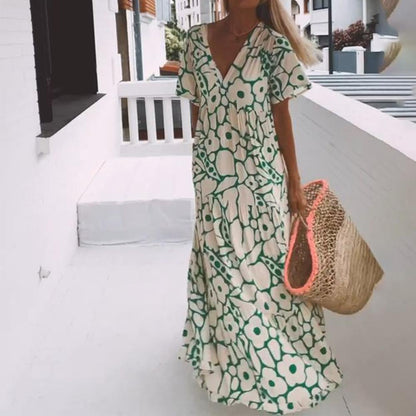 Juni™ | Ibiza-stil klänning med bohemiskt blomtryck