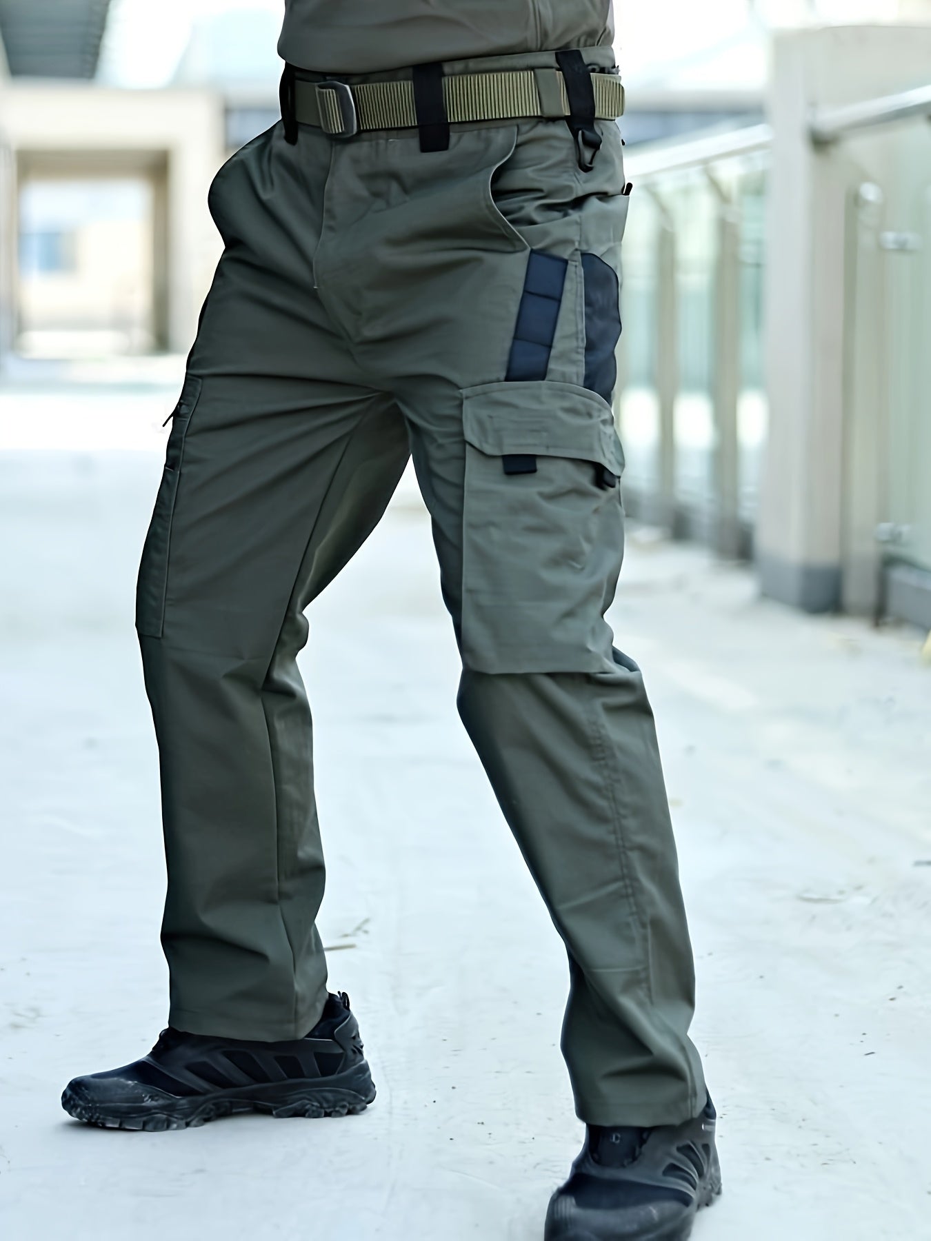 Men's Multi-Pocket Work Pants, Durable Wrinkle-Resistant Construction Trousers for Spring and Autumn | Adjustable Waistband | Tactical Design | Outdoor Hiking Long Pants