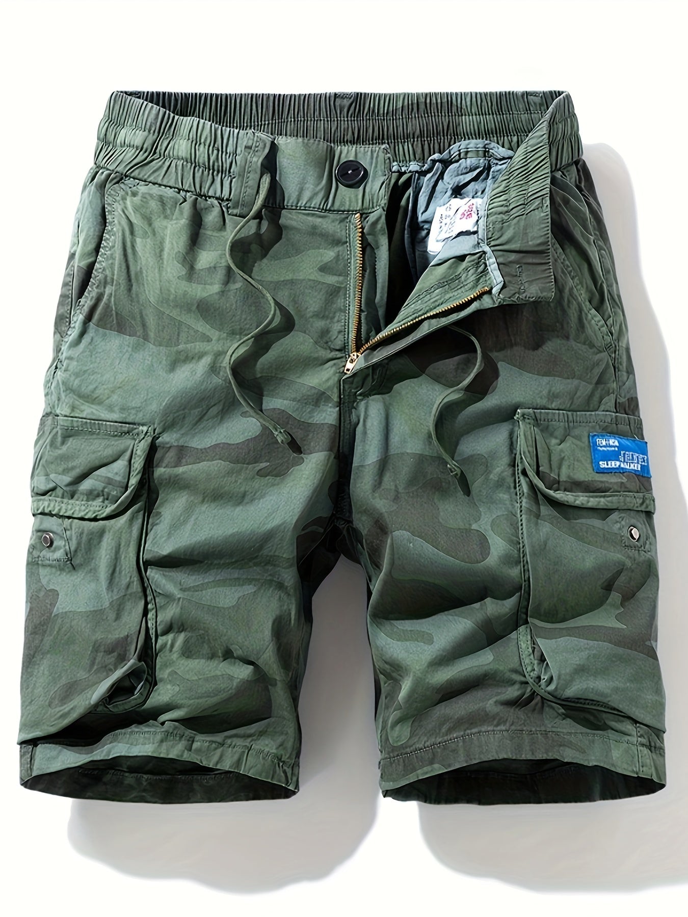 Men's Camo Cargo Shorts with Multiple Pockets - Cotton Blend, Casual Outdoor & Hiking Wear