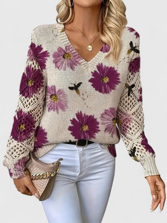 Aurélie | Pull élégant à motif floral