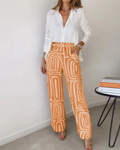 Kammay Ensemble Élégant – Pantalon, Blouse et Ceinture Inclus