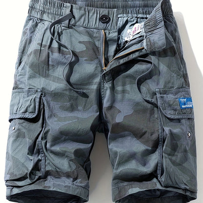 Men's Camo Cargo Shorts with Multiple Pockets - Cotton Blend, Casual Outdoor & Hiking Wear