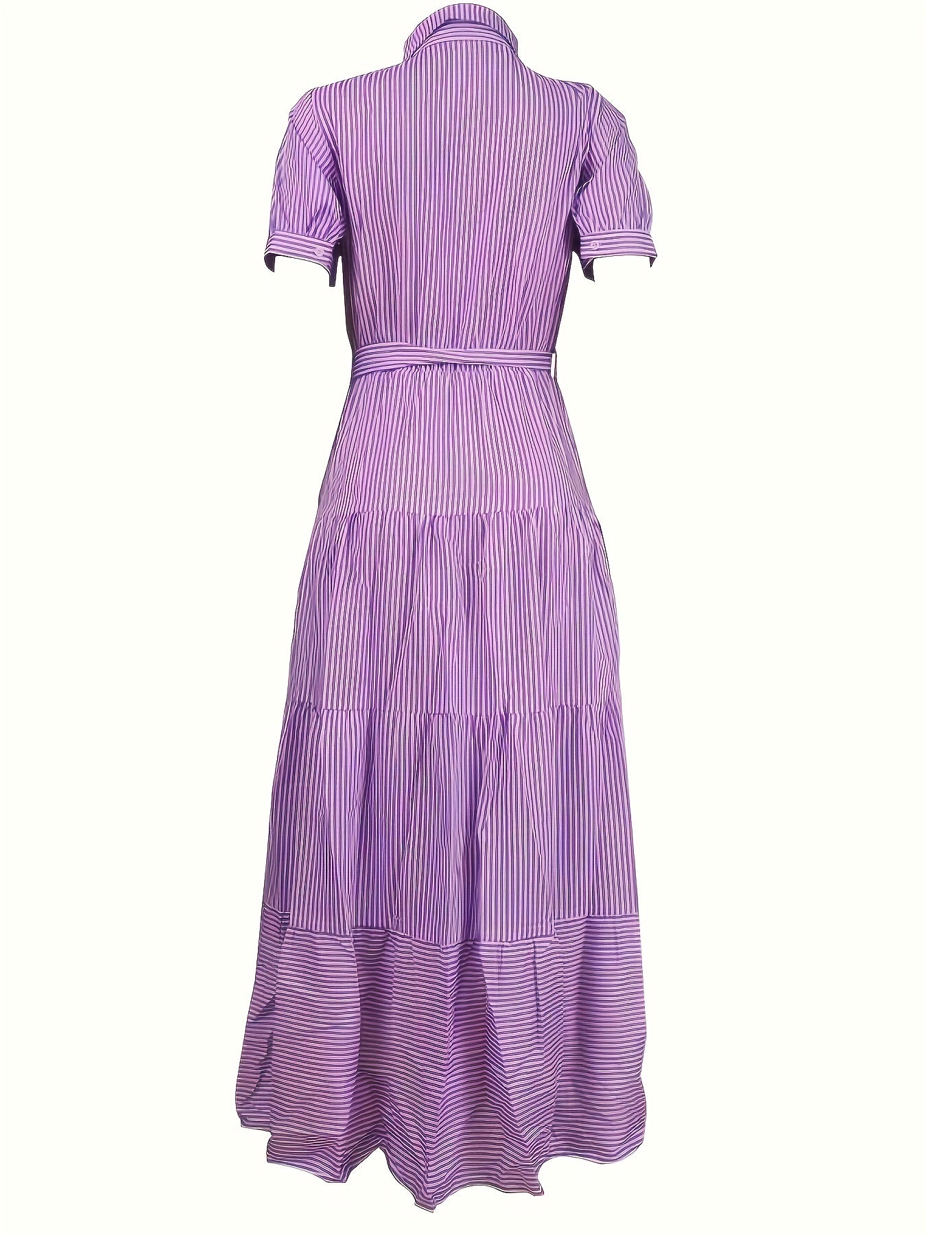 FD492 Summer New Fashion Striped Loose Mid-Length Dress with Short Sleeves