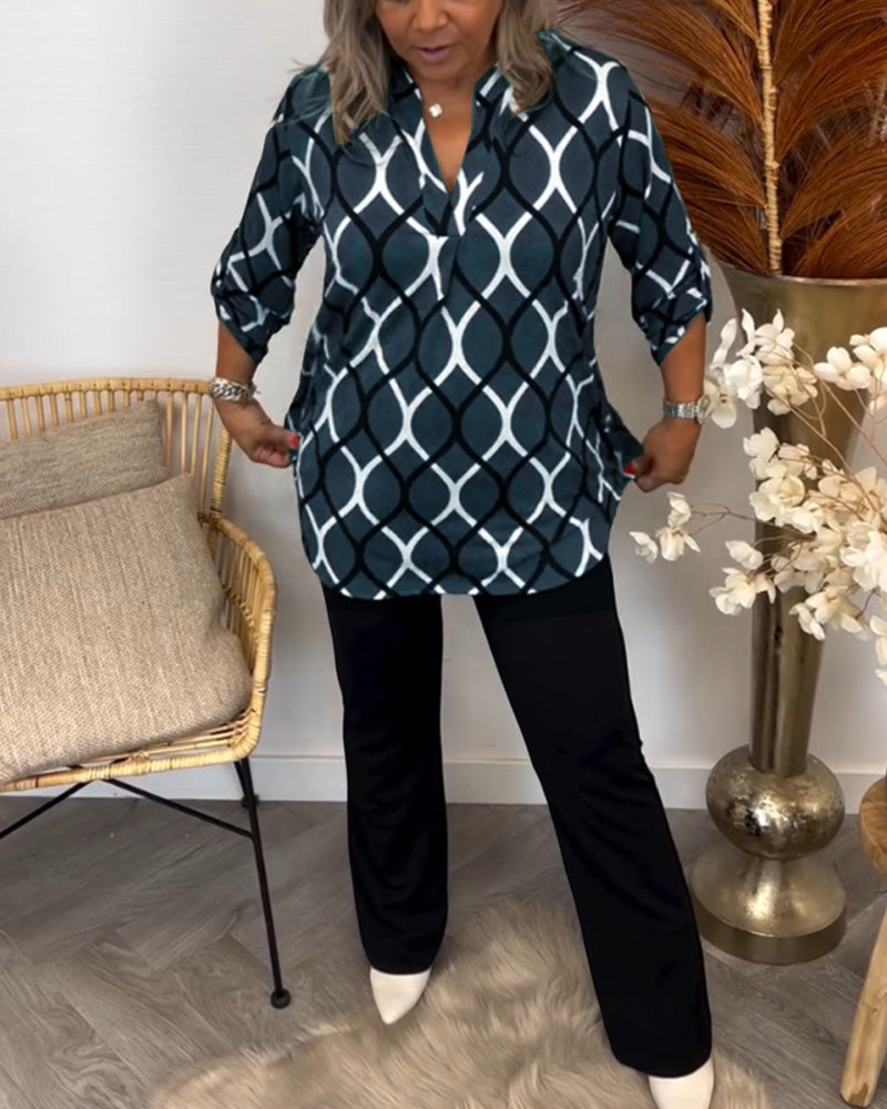 Noor – Blouse met Grafische Print