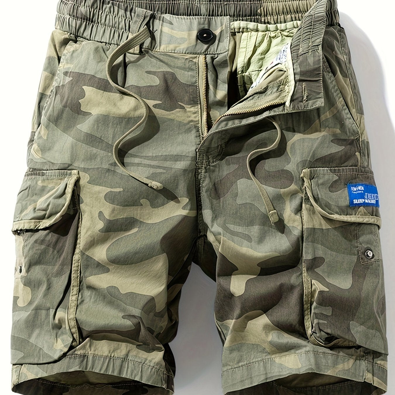 Men's Camo Cargo Shorts with Multiple Pockets - Cotton Blend, Casual Outdoor & Hiking Wear