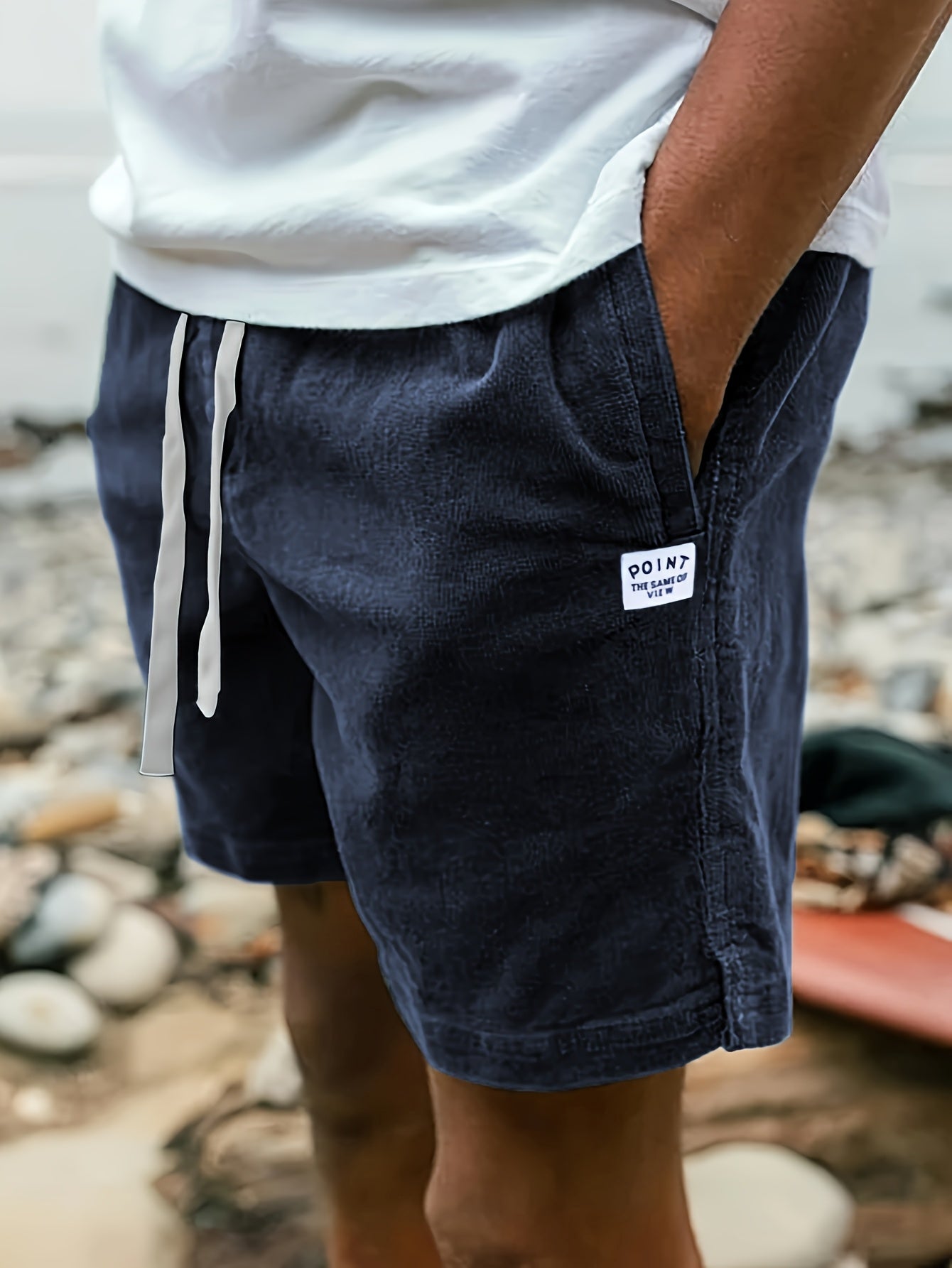 Men's Casual Fashion Corduroy Shorts With Pockets And Drawstring For Summer