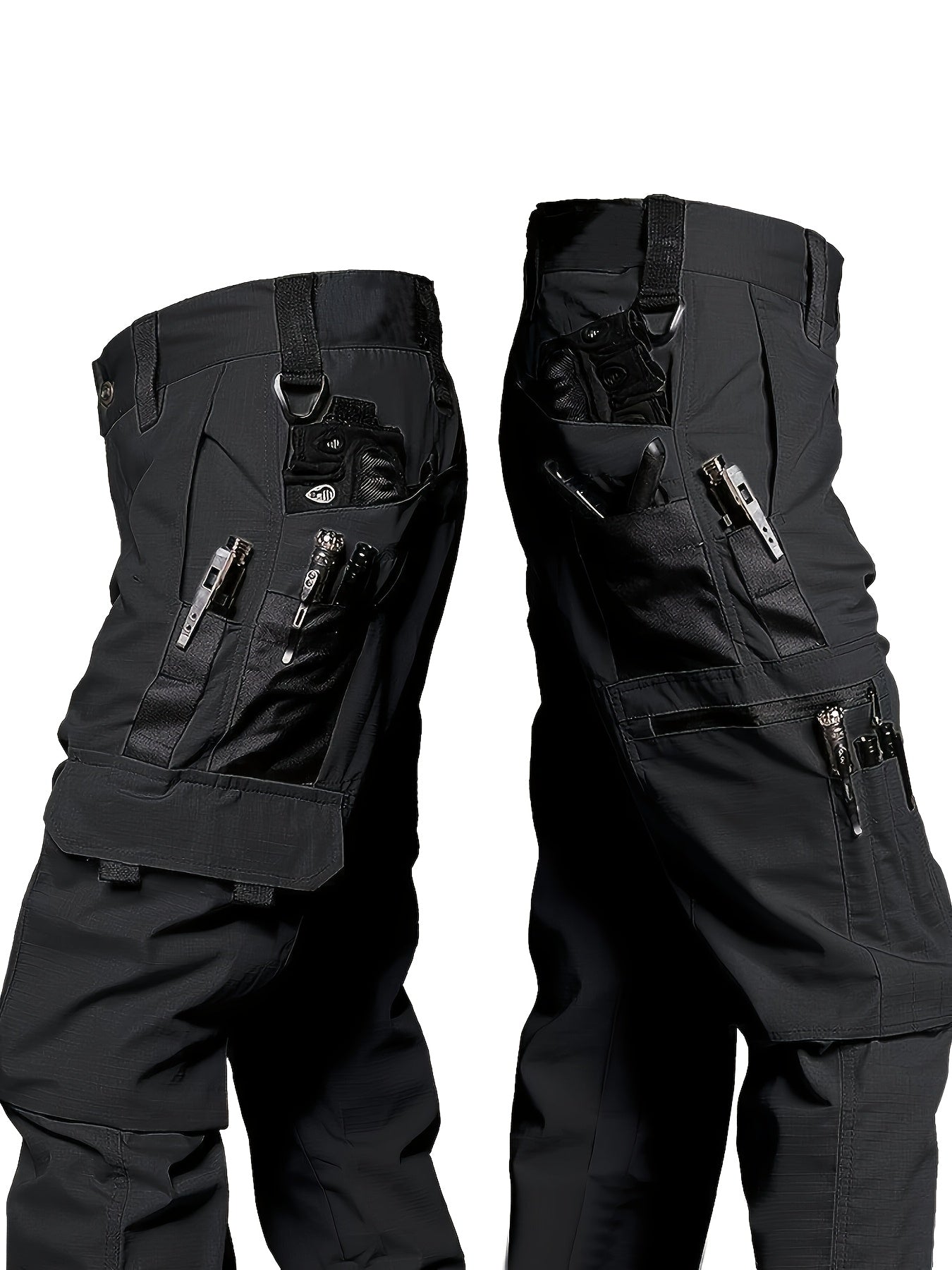Men's Multi-Pocket Work Pants, Durable Wrinkle-Resistant Construction Trousers for Spring and Autumn | Adjustable Waistband | Tactical Design | Outdoor Hiking Long Pants
