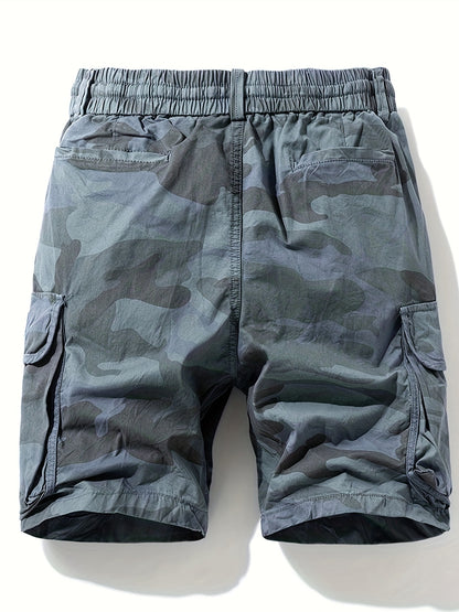 Men's Camo Cargo Shorts with Multiple Pockets - Cotton Blend, Casual Outdoor & Hiking Wear