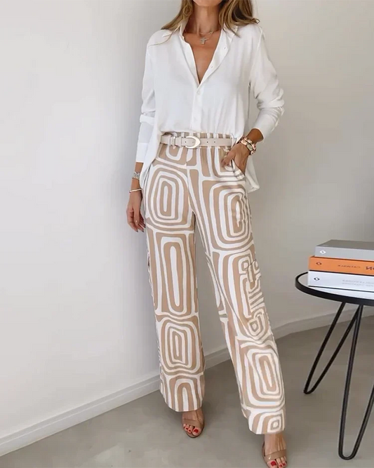 Kammay Ensemble Élégant – Pantalon, Blouse et Ceinture Inclus