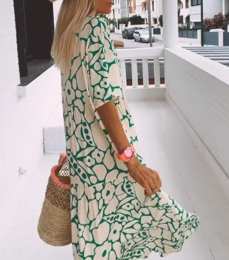 Juni™ | Ibiza-stil klänning med bohemiskt blomtryck