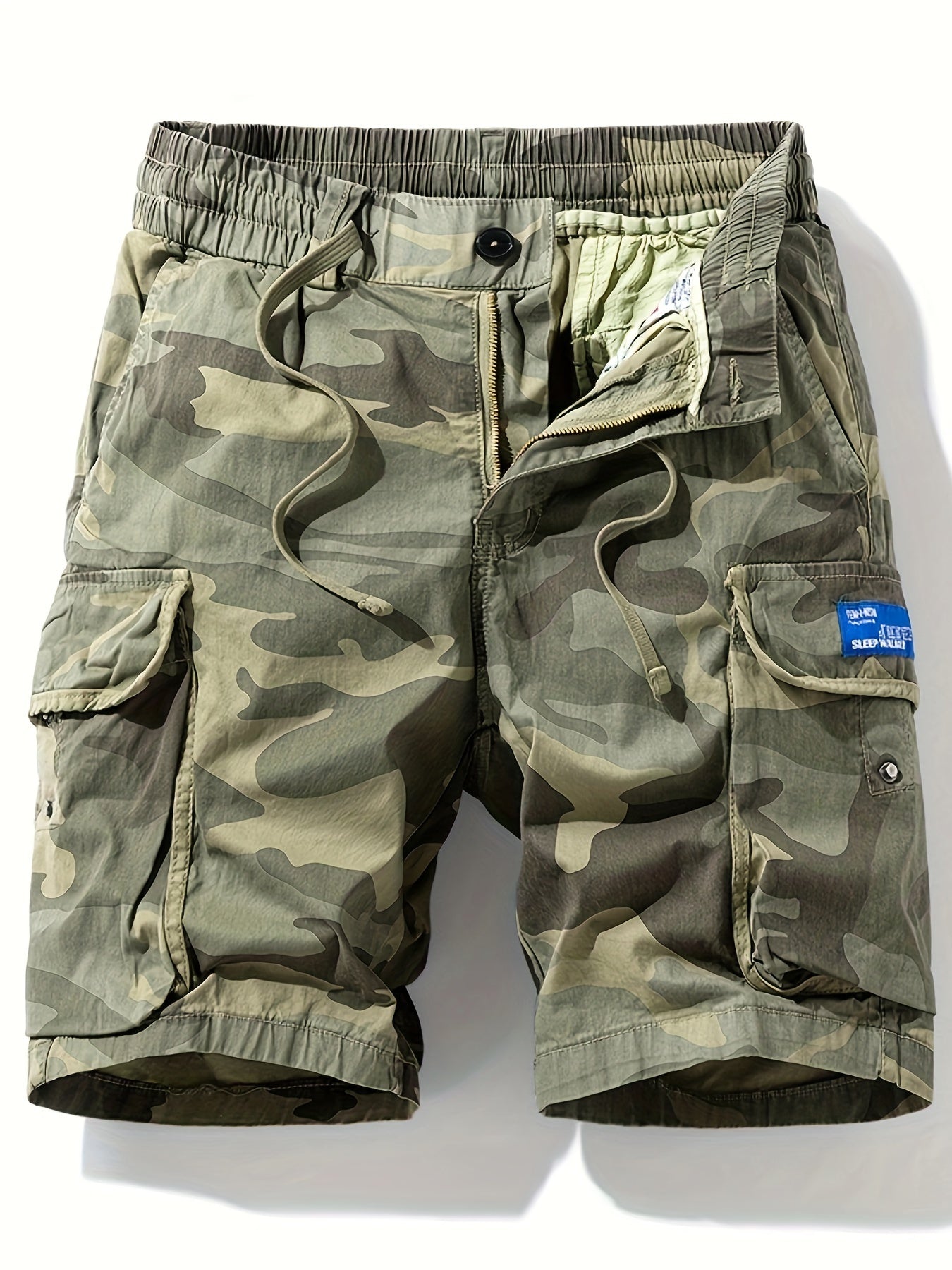 Men's Camo Cargo Shorts with Multiple Pockets - Cotton Blend, Casual Outdoor & Hiking Wear