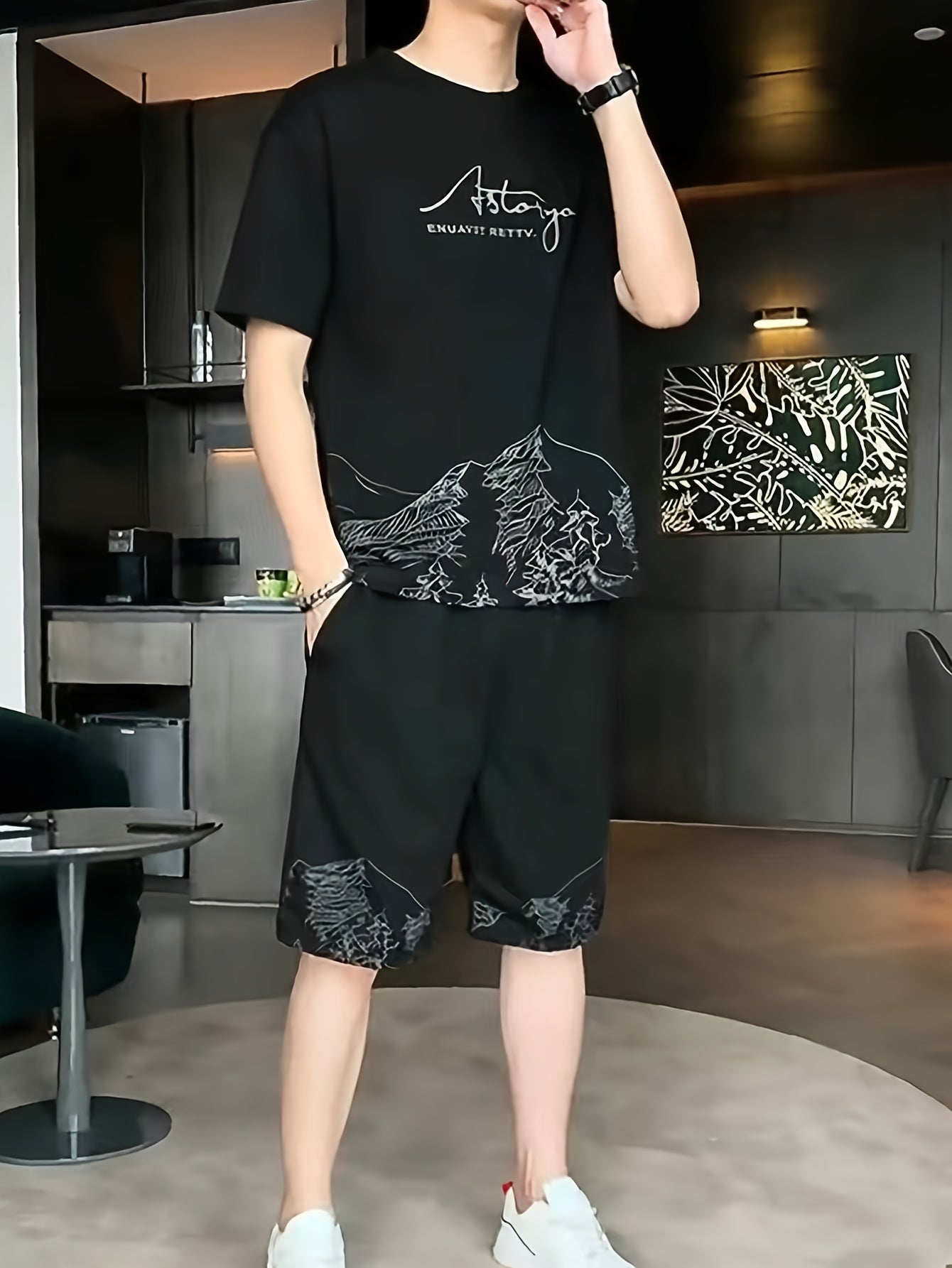 Men's 2pcs Outfits, Casual Crew Neck Short Sleeve T-shirt And Drawstring Shorts Set for Summer, Men's Clothing
