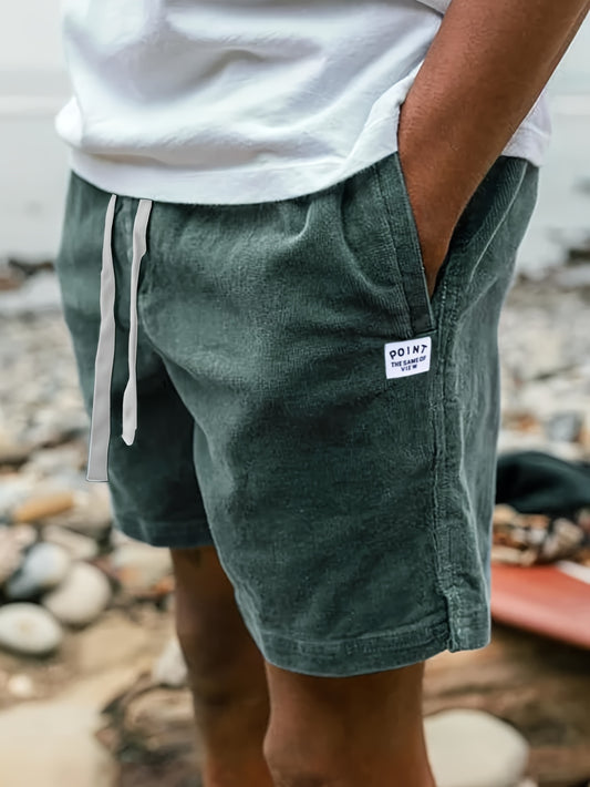 Men's Casual Fashion Corduroy Shorts With Pockets And Drawstring For Summer