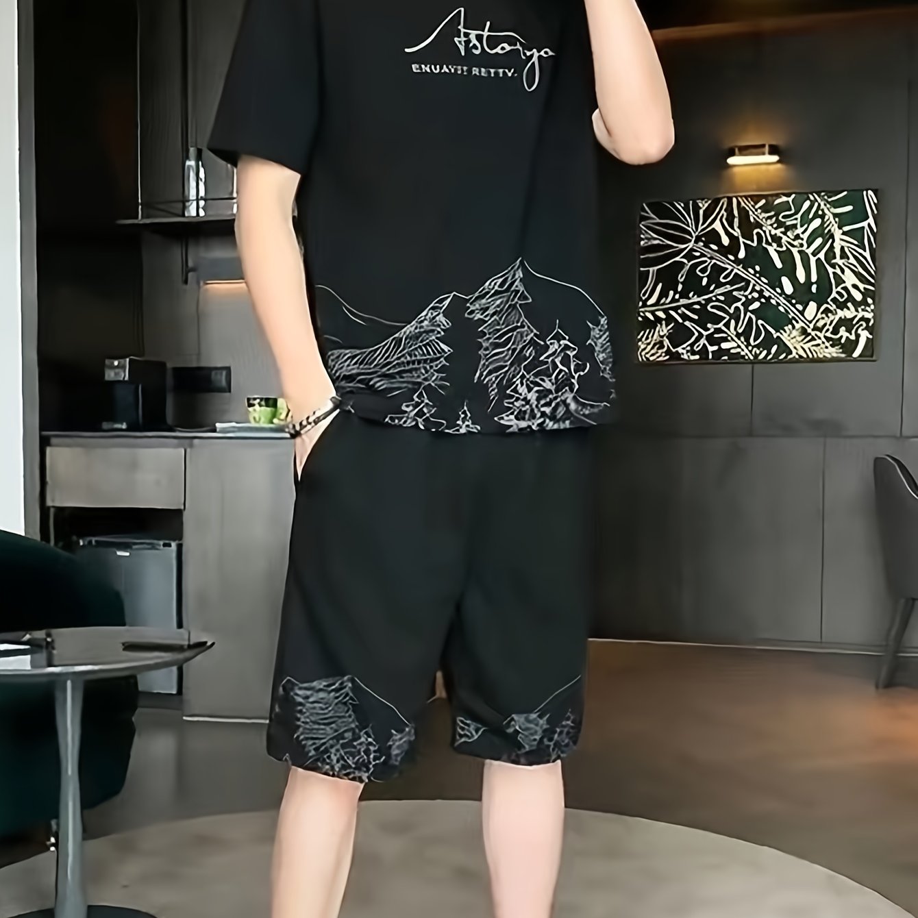Men's 2pcs Outfits, Casual Crew Neck Short Sleeve T-shirt And Drawstring Shorts Set for Summer, Men's Clothing