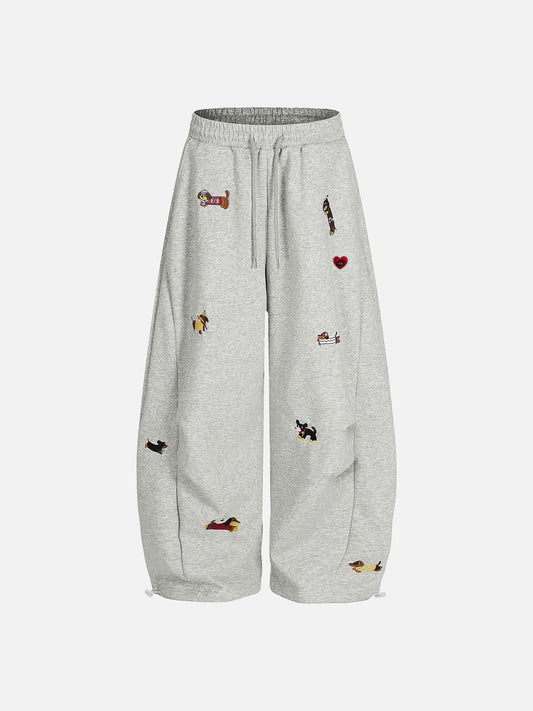 Aelfric Eden Embroidery Puppy Baggy Barrel Sweatpants
