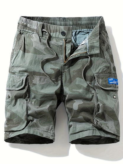 Men's Camo Cargo Shorts with Multiple Pockets - Cotton Blend, Casual Outdoor & Hiking Wear