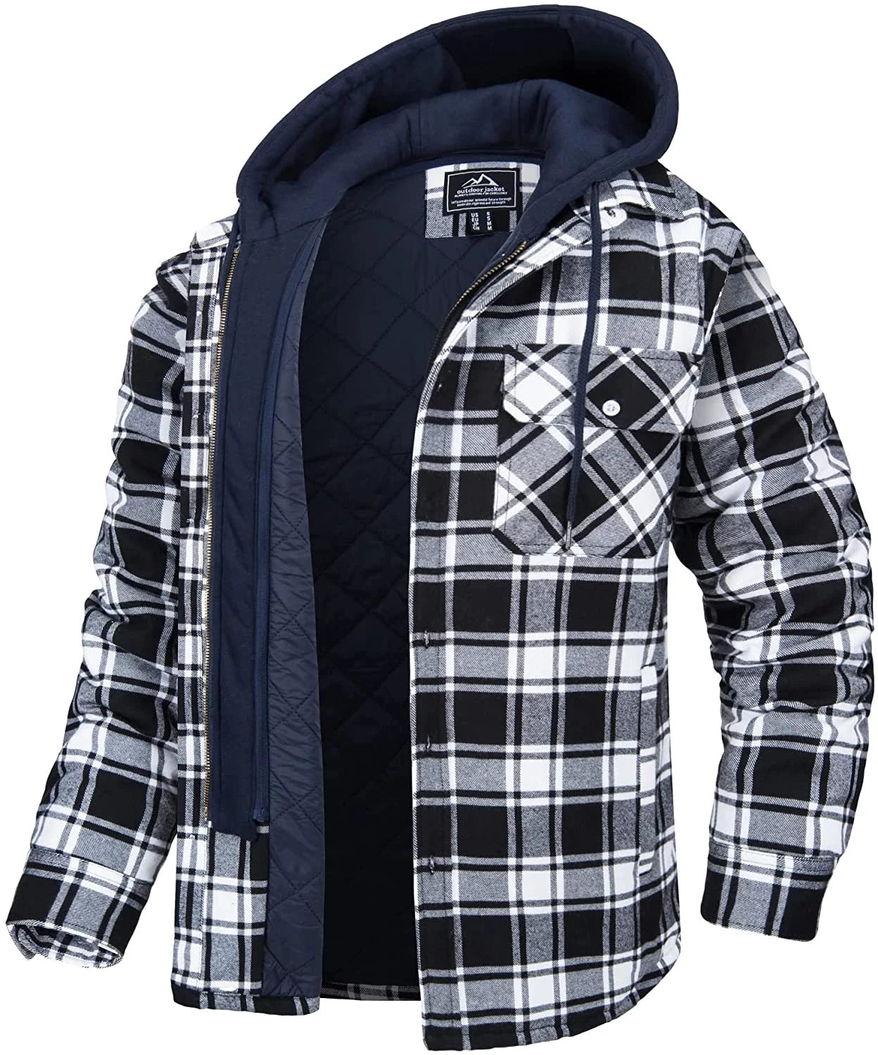 TACVASEN–veste en flanelle pour homme avec capuche amovible, Plaid matelassé doublé, manteaux d'hiver épais à capuche, vêtements d'extérieur, Chemise à carreaux et veste en flanelle 100% coton haute qualité et conforta