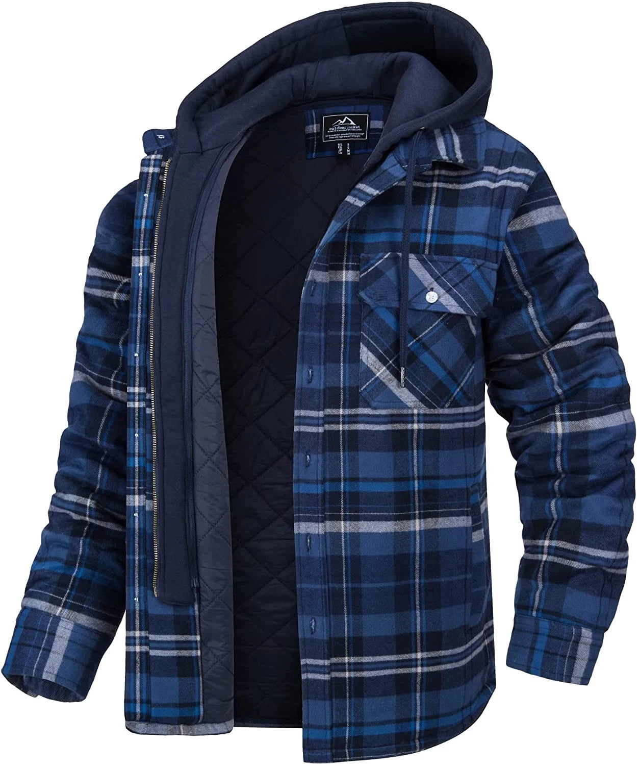 TACVASEN–veste en flanelle pour homme avec capuche amovible, Plaid matelassé doublé, manteaux d'hiver épais à capuche, vêtements d'extérieur, Chemise à carreaux et veste en flanelle 100% coton haute qualité et conforta