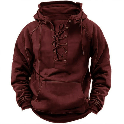 Pucuri™ – Sweat à capuche outdoor rétro à lacets, conçu pour l’automne et l’hiver