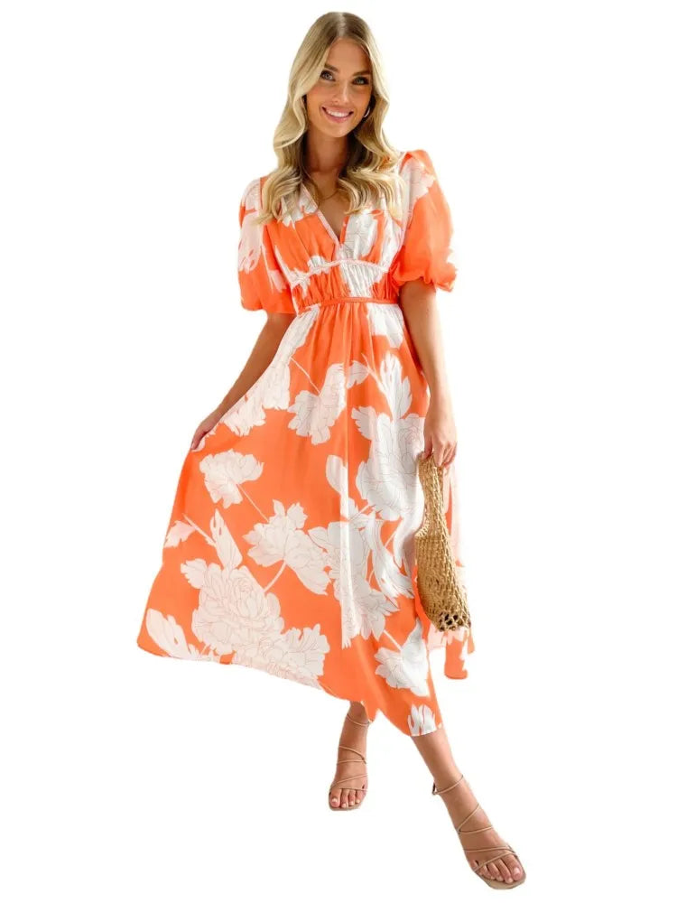 PUCURI™ Robes longues pour femmes, manches bouffantes