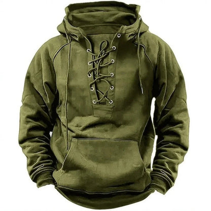 Pucuri™ – Sweat à capuche outdoor rétro à lacets, conçu pour l’automne et l’hiver