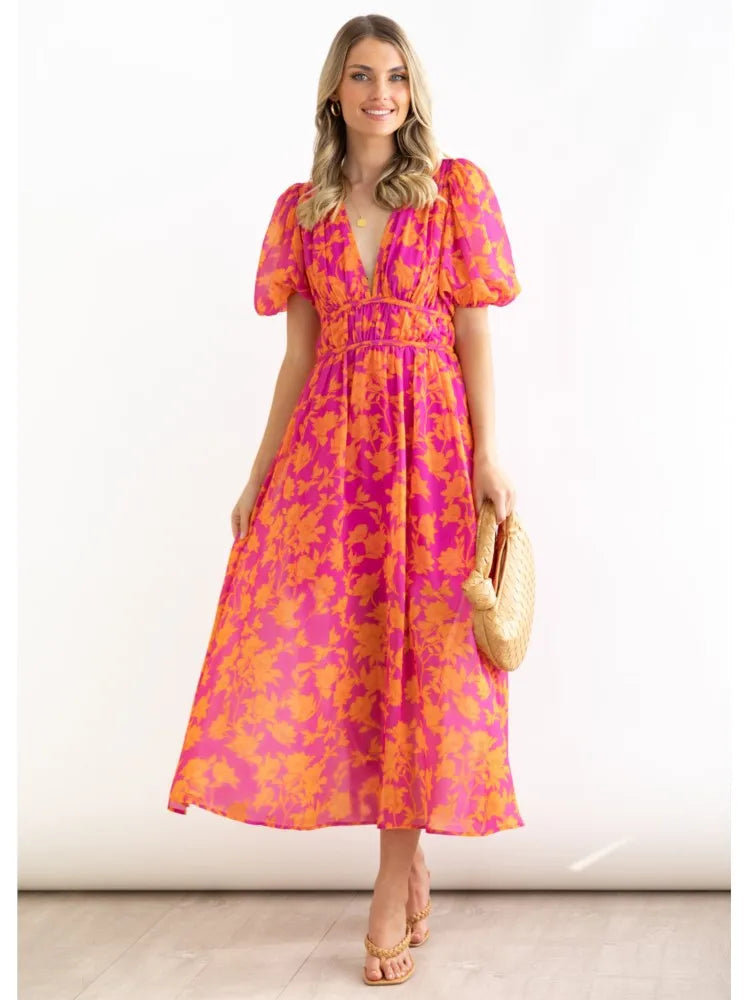 PUCURI™ Robes longues pour femmes, manches bouffantes