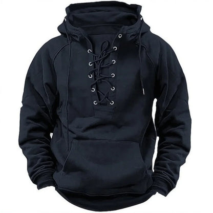 Pucuri™ – Sweat à capuche outdoor rétro à lacets, conçu pour l’automne et l’hiver
