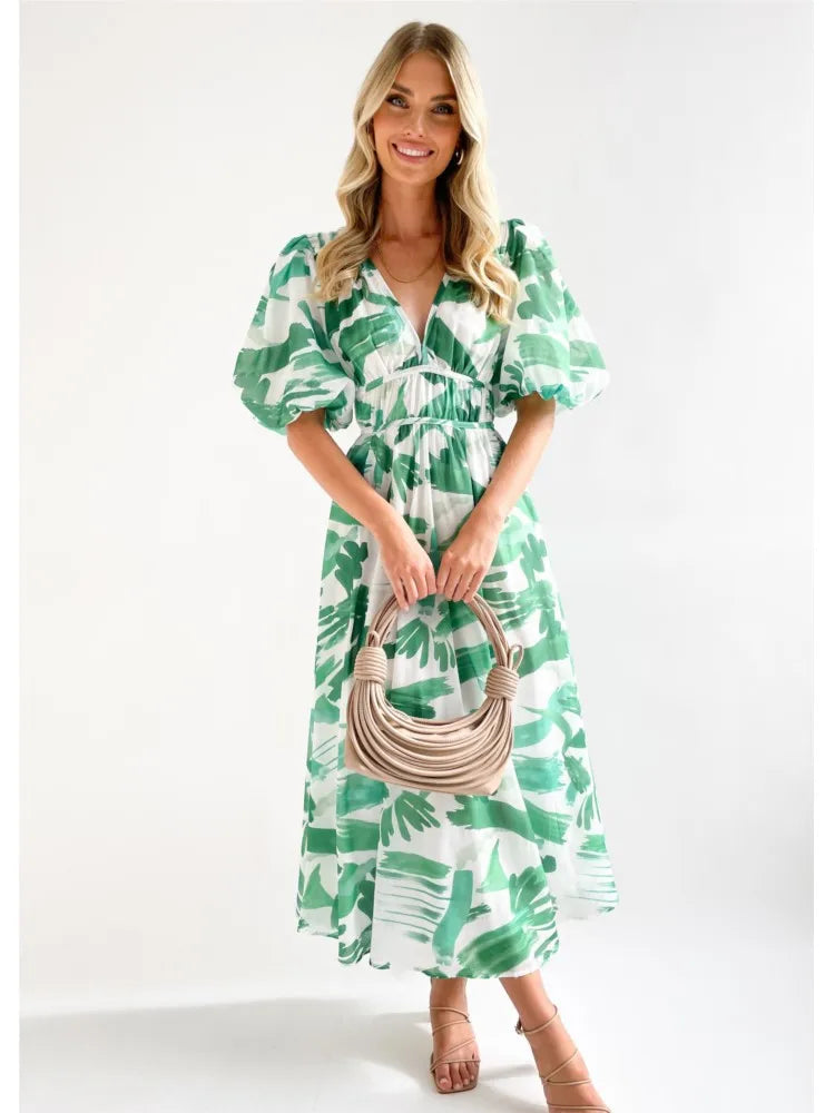 PUCURI™ Robes longues pour femmes, manches bouffantes