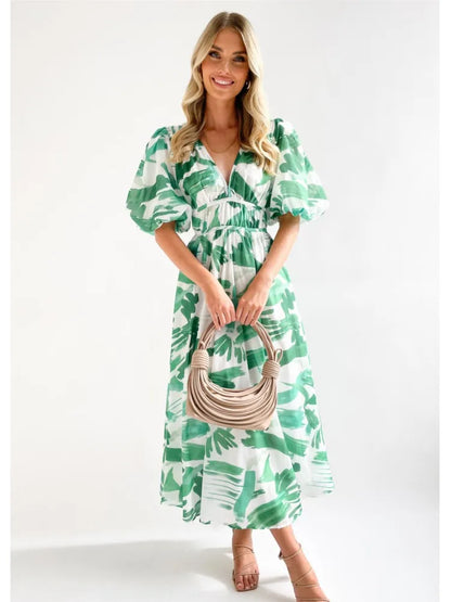 PUCURI™ Robes longues pour femmes, manches bouffantes