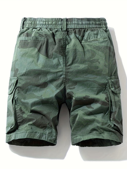 Men's Camo Cargo Shorts with Multiple Pockets - Cotton Blend, Casual Outdoor & Hiking Wear
