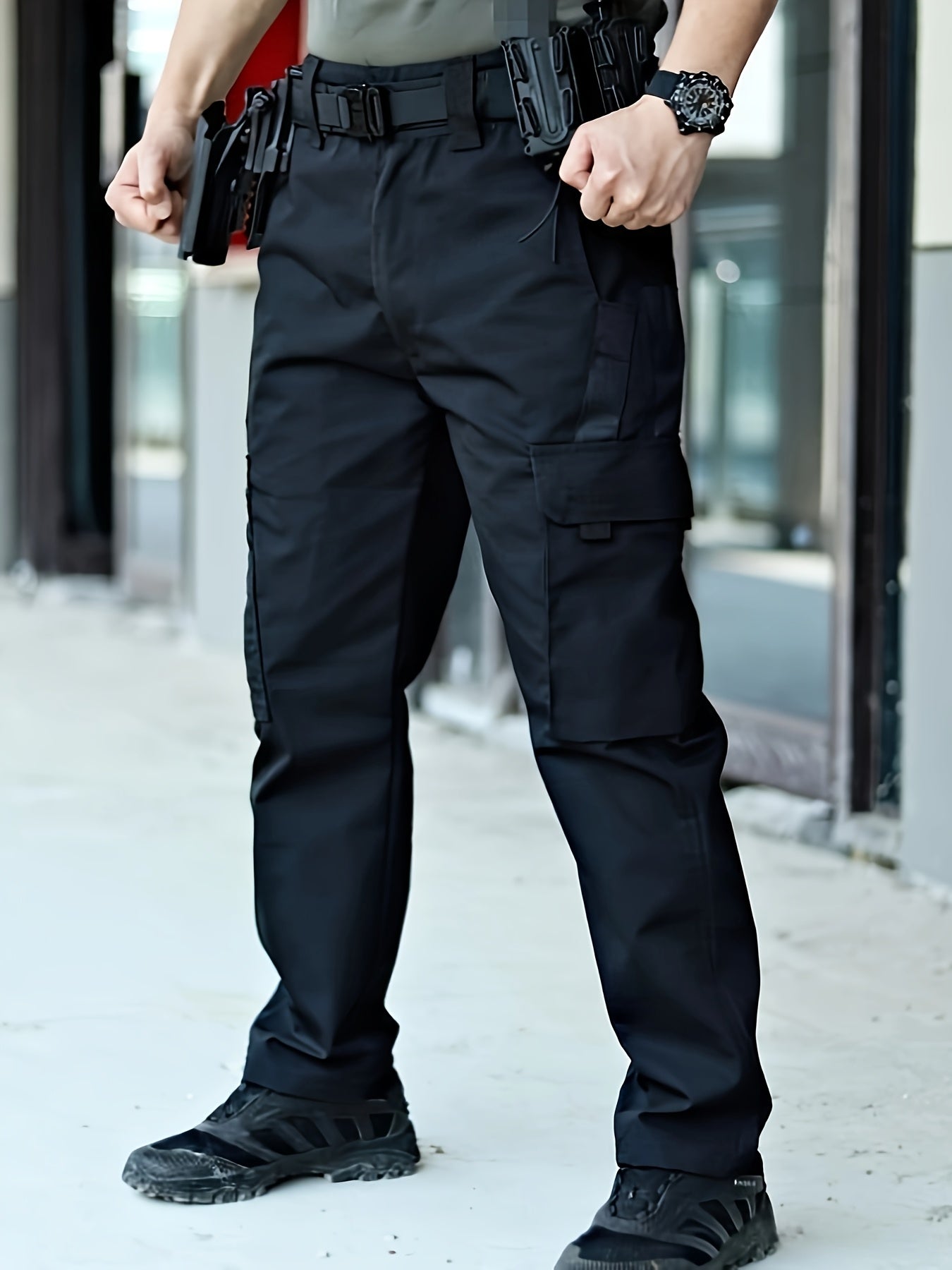 Men's Multi-Pocket Work Pants, Durable Wrinkle-Resistant Construction Trousers for Spring and Autumn | Adjustable Waistband | Tactical Design | Outdoor Hiking Long Pants
