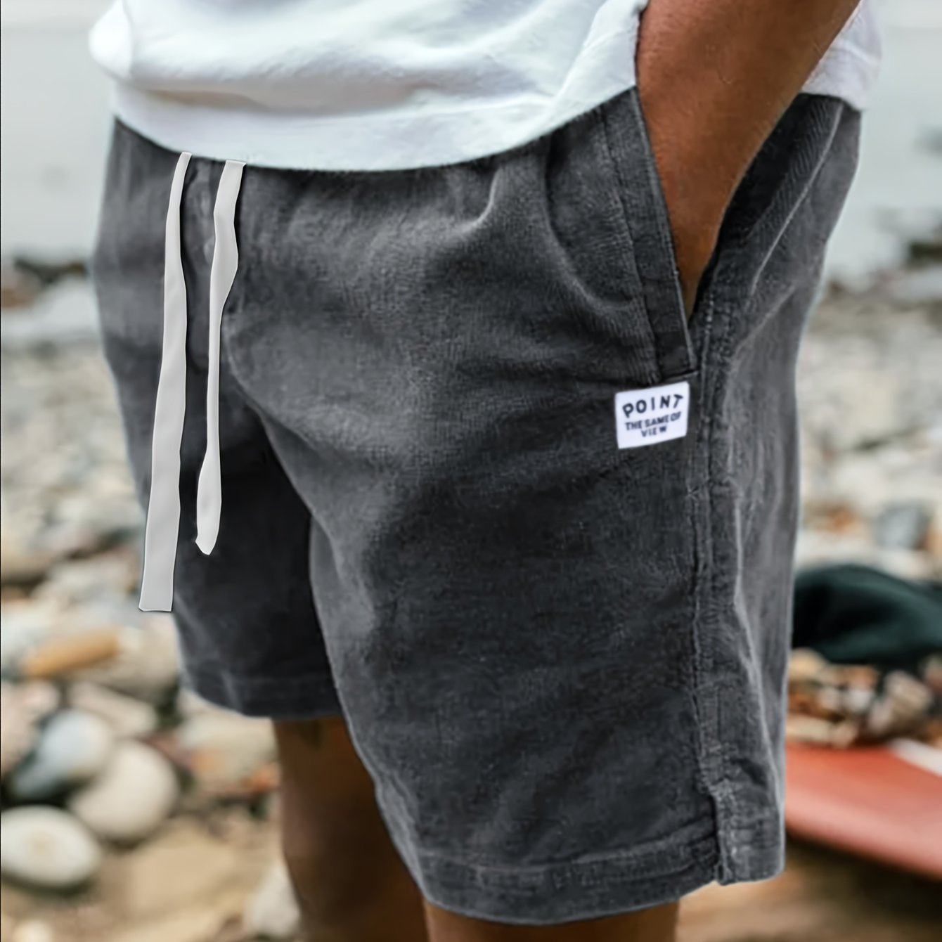 Men's Casual Fashion Corduroy Shorts With Pockets And Drawstring For Summer