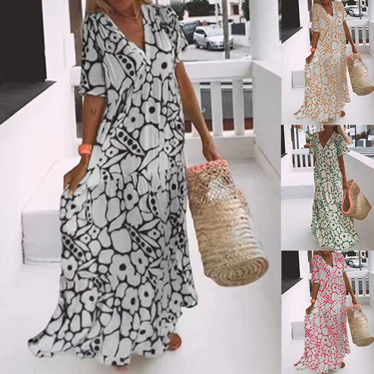 Juni™ | Ibiza-stil klänning med bohemiskt blomtryck