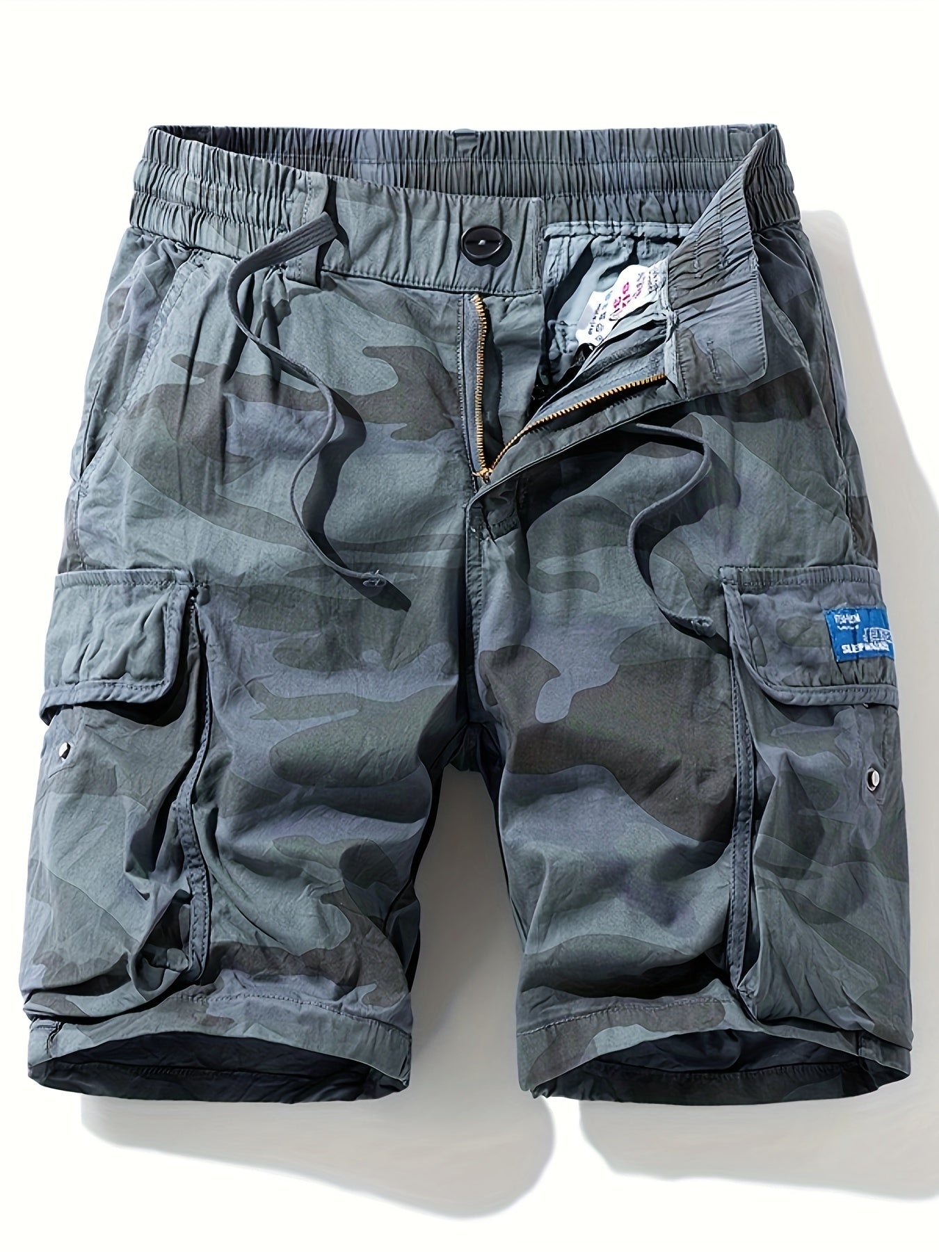 Men's Camo Cargo Shorts with Multiple Pockets - Cotton Blend, Casual Outdoor & Hiking Wear