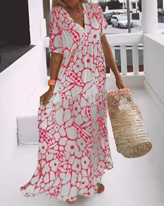Juni™ | Ibiza-stil klänning med bohemiskt blomtryck