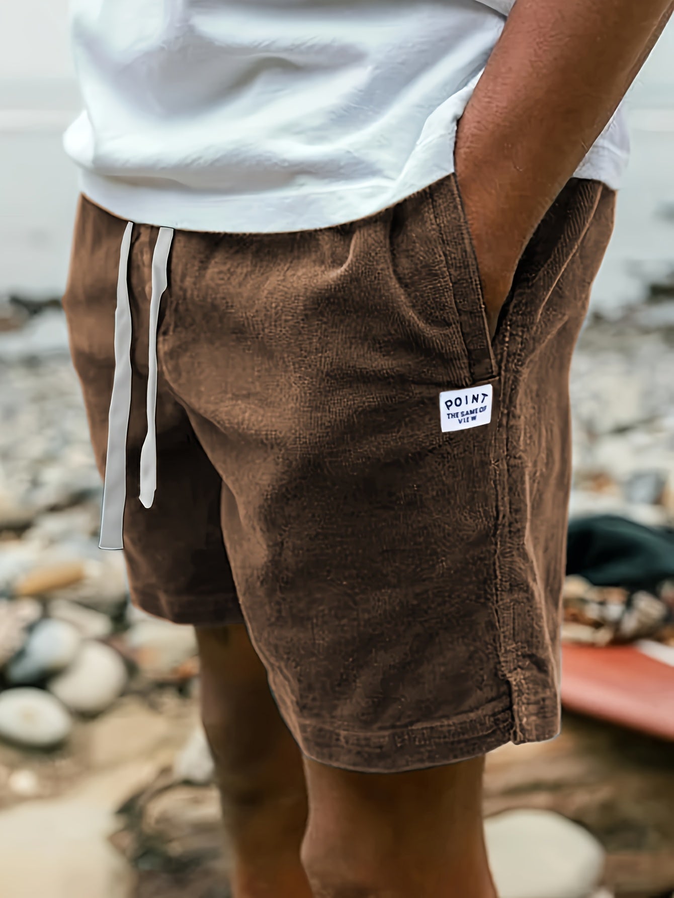 Men's Casual Fashion Corduroy Shorts With Pockets And Drawstring For Summer