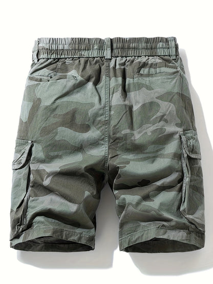 Men's Camo Cargo Shorts with Multiple Pockets - Cotton Blend, Casual Outdoor & Hiking Wear