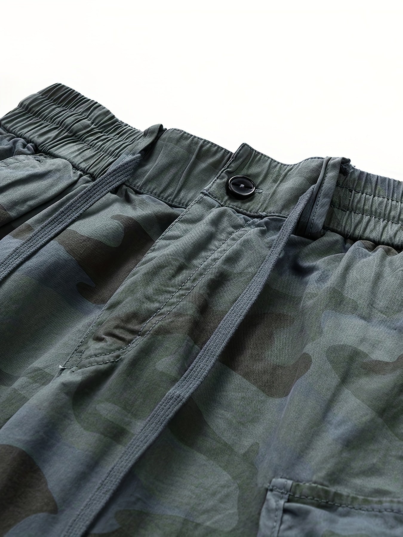 Men's Camo Cargo Shorts with Multiple Pockets - Cotton Blend, Casual Outdoor & Hiking Wear