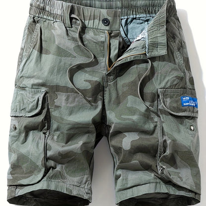 Men's Camo Cargo Shorts with Multiple Pockets - Cotton Blend, Casual Outdoor & Hiking Wear
